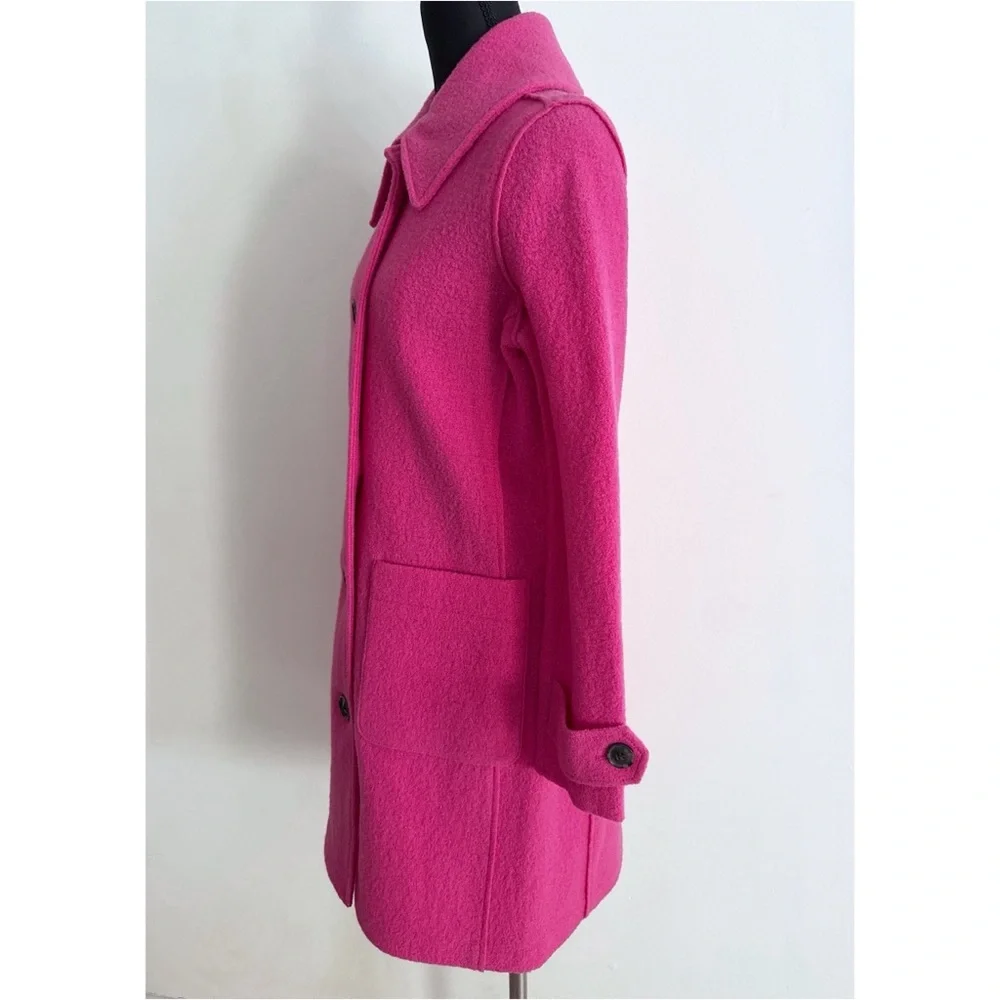 NWT J. CREW Lady Coat in Italian Boiled Wool Fuchsia Pink Peacoat J Crew 0​ - Picture 5 of 12